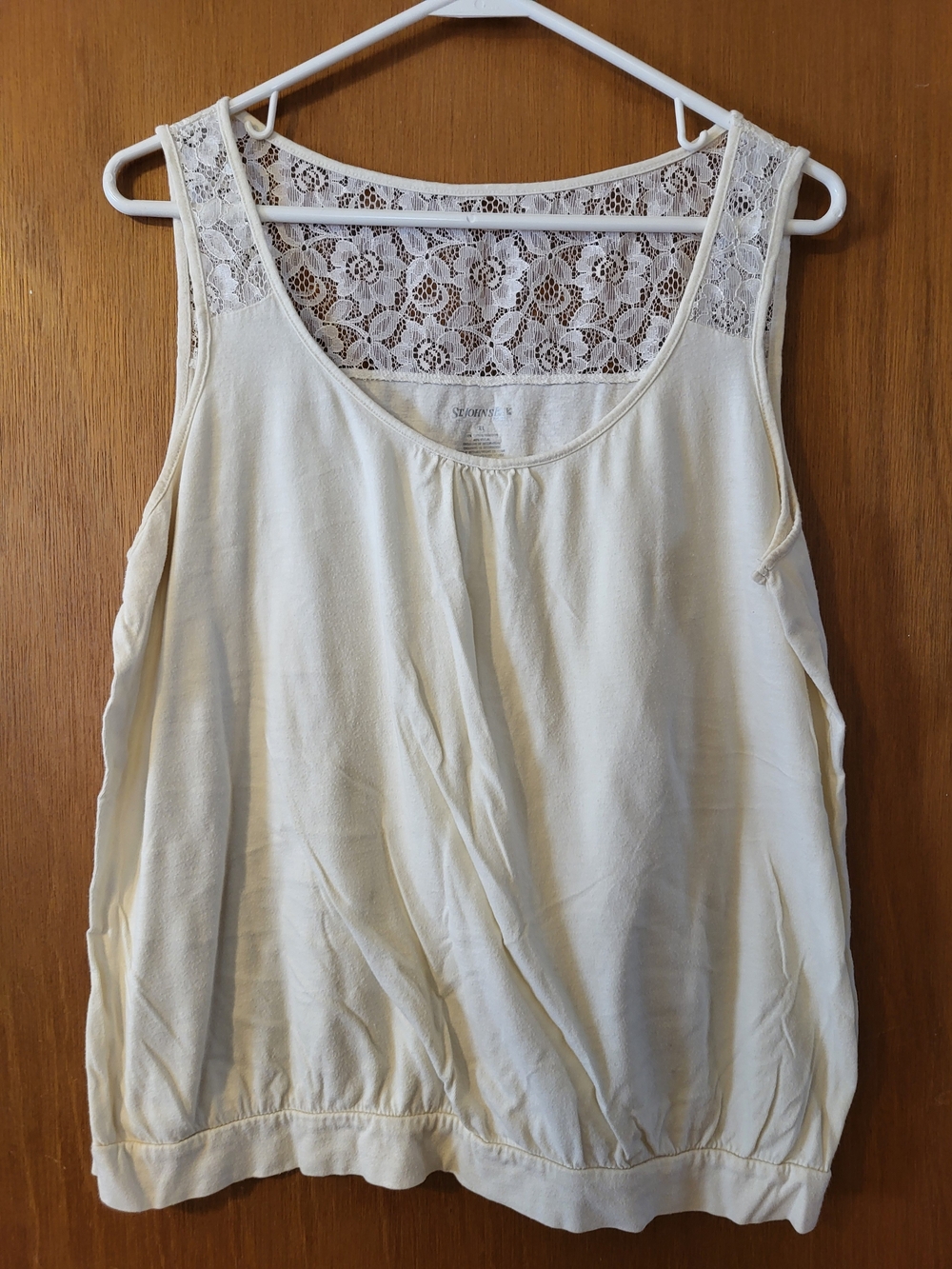 St. John's Bay Cream Lace-Back Sleeveless Tank